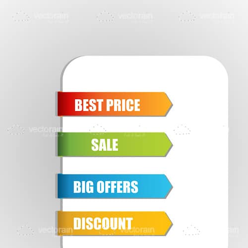 Colorful Sale Bookmark Tags on a White Board Colorful Sale Bookmark Tags on a White Board